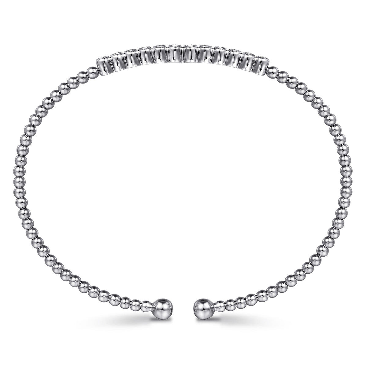 14K White Gold Bujukan Bead Diamond Bangle — Gabriel & Co. BG4118-6W45JJ