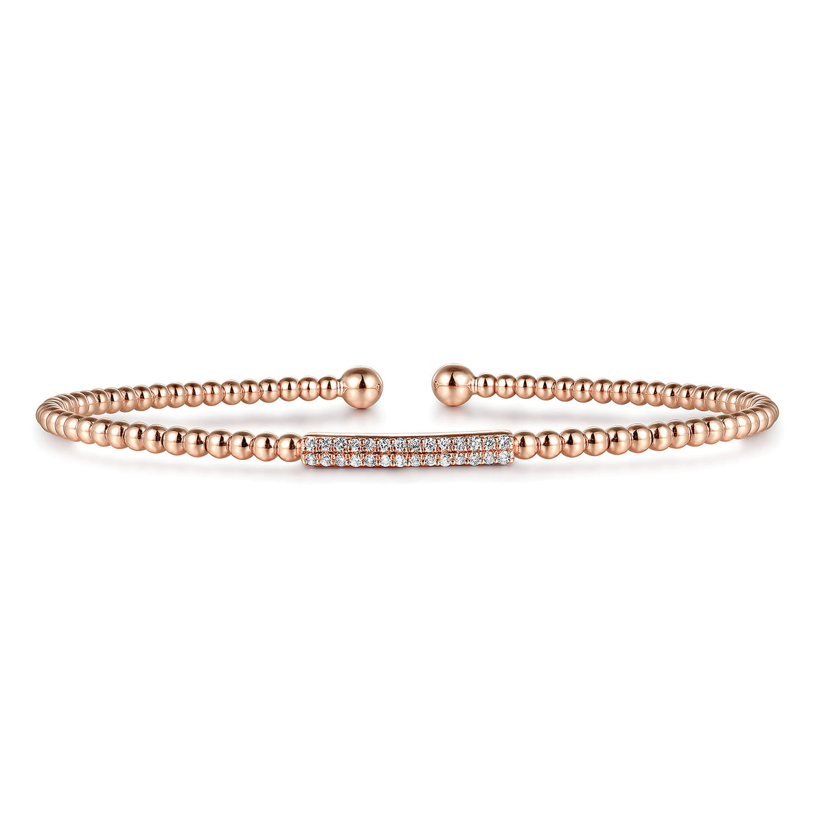 14K Rose Gold Bujukan Cuff Bracelet with Diamonds — Gabriel & Co. BG4119-62K45JJ