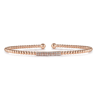 14K Rose Gold Bujukan Cuff Bracelet with Diamonds — Gabriel & Co. BG4119-62K45JJ