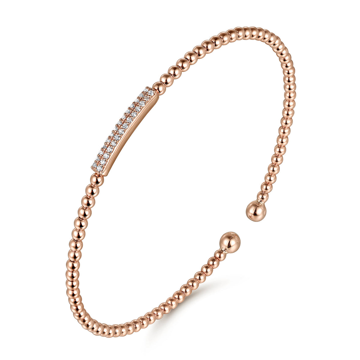 14K Rose Gold Bujukan Cuff Bracelet with Diamonds — Gabriel & Co. BG4119-62K45JJ