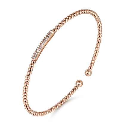 14K Rose Gold Bujukan Cuff Bracelet with Diamonds — Gabriel & Co. BG4119-62K45JJ