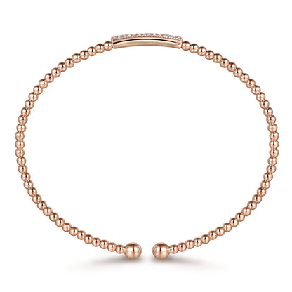 14K Rose Gold Bujukan Cuff Bracelet with Diamonds — Gabriel & Co. BG4119-62K45JJ