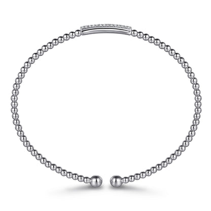 14K White Gold Bujukan Bead Bangle with Diamonds — Gabriel & Co. BG4119-62W45JJ