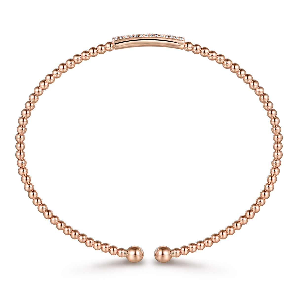 14K Rose Gold Bujukan Bead Bangle with Diamonds — Gabriel & Co. BG4119-6K45JJ