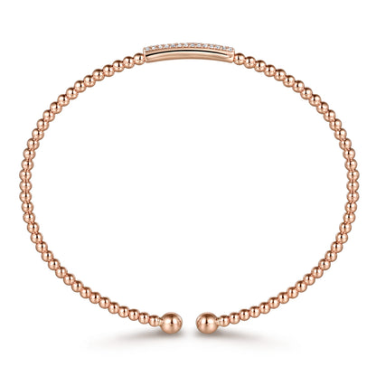 14K Rose Gold Bujukan Bead Bangle with Diamonds — Gabriel & Co. BG4119-6K45JJ