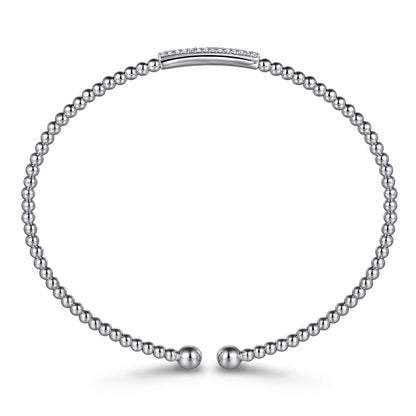 14K White Gold Bujukan Bead Bangle with Diamonds — Gabriel & Co. BG4119-6W45JJ