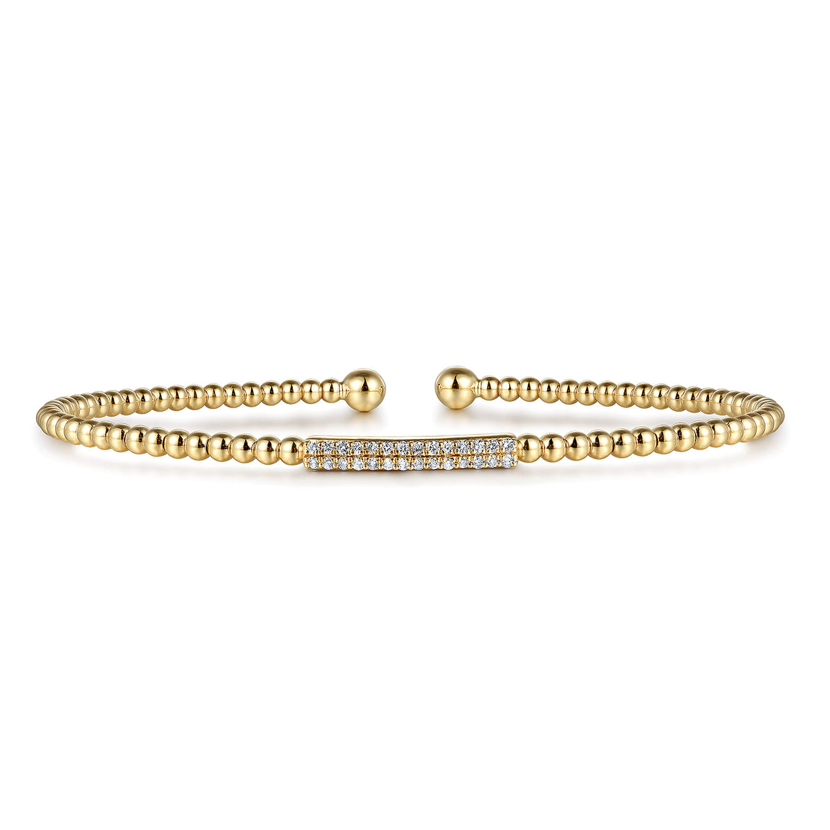 14K Yellow Gold Bujukan Bead Bangle with Diamonds — Gabriel & Co. BG4119-6Y45JJ