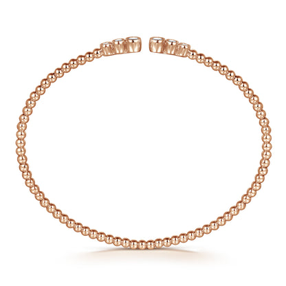 14K Rose Gold Bujukan Bead Split Cuff Bracelet with Bezel Set Diamonds — Gabriel & Co. BG4120-62K45JJ