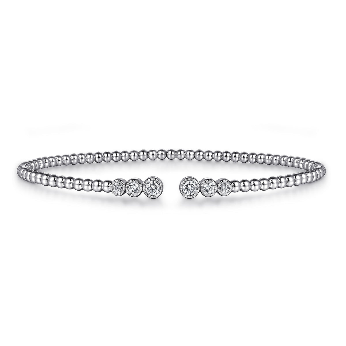 14K White Gold Bujukan Diamonds Split Bangle — Gabriel & Co. BG4120-62W45JJ