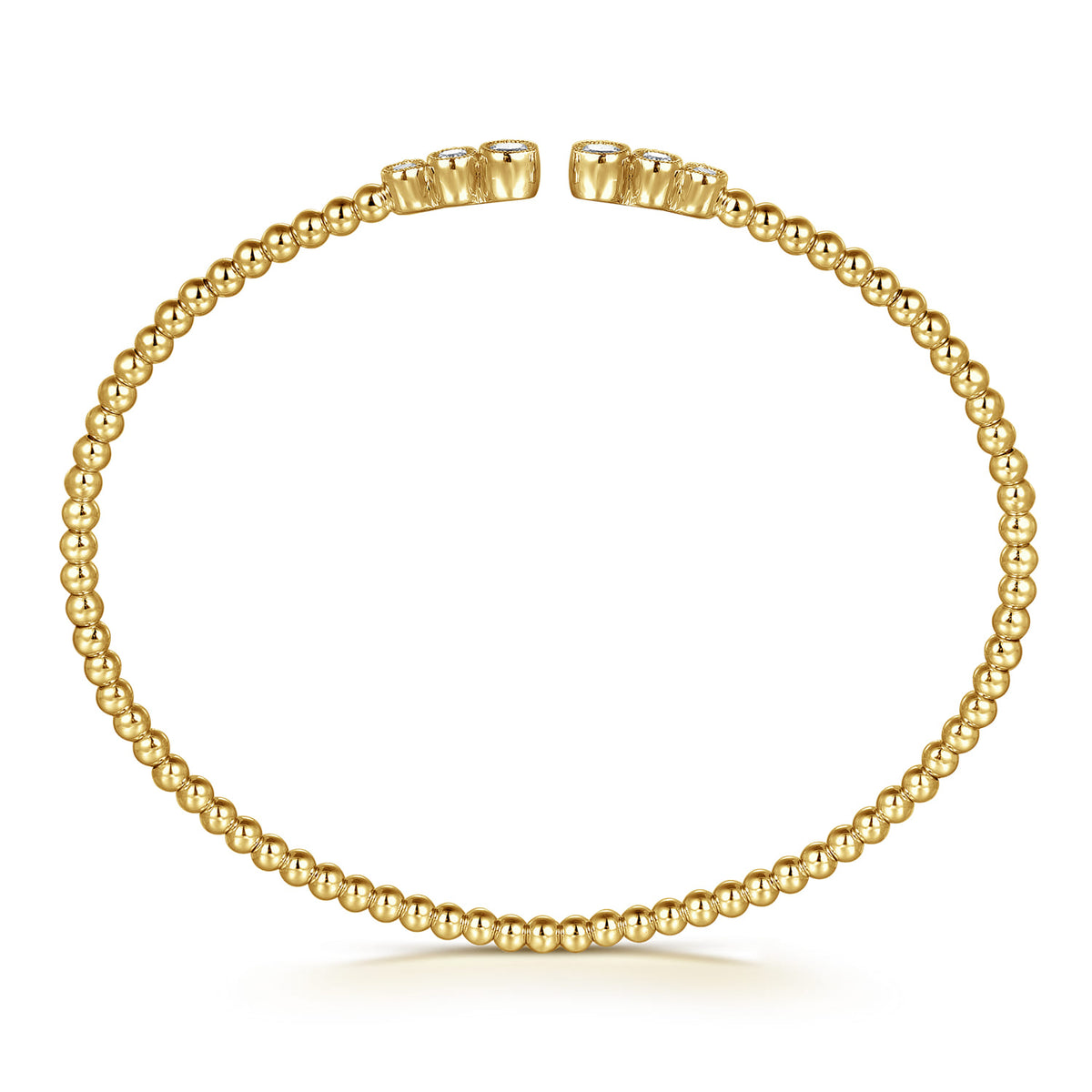 Beaded Open Bangle Bracelet 14K Yellow Gold Diamond 0.24ct Bujukan — Gabriel & Co. BG4120-62Y45JJ