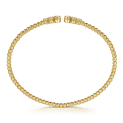 Beaded Open Bangle Bracelet 14K Yellow Gold Diamond 0.24ct Bujukan — Gabriel & Co. BG4120-62Y45JJ