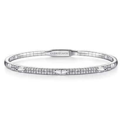 14K White Gold Diamond Bangle with Pyramid Rhombus Stations — Gabriel & Co. BG4187-65W45JJ