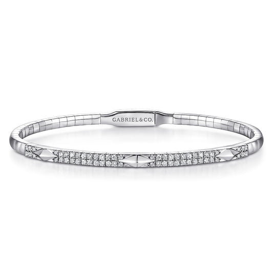 14K White Gold Diamond Bangle with Pyramid Rhombus Stations — Gabriel & Co. BG4187-65W45JJ