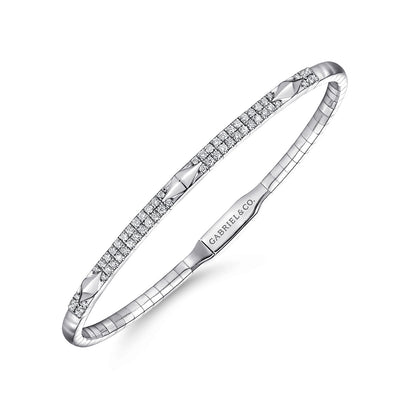 14K White Gold Diamond Bangle with Pyramid Rhombus Stations — Gabriel & Co. BG4187-65W45JJ