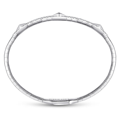 14K White Gold Diamond Bangle with Pyramid Rhombus Stations — Gabriel & Co. BG4187-65W45JJ