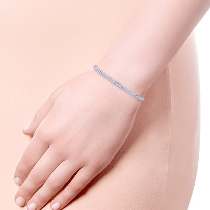 14K White Gold Diamond Bangle with Pyramid Rhombus Stations — Gabriel & Co. BG4187-65W45JJ