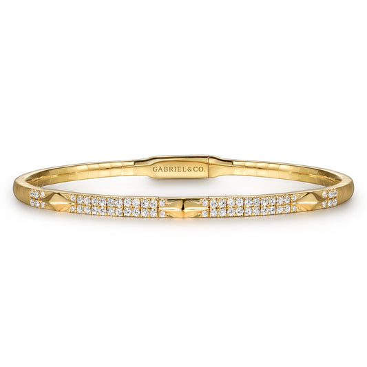 14K Yellow Gold Diamond Bangle with Pyramid Rhombus Stations — Gabriel & Co. BG4187-65Y45JJ