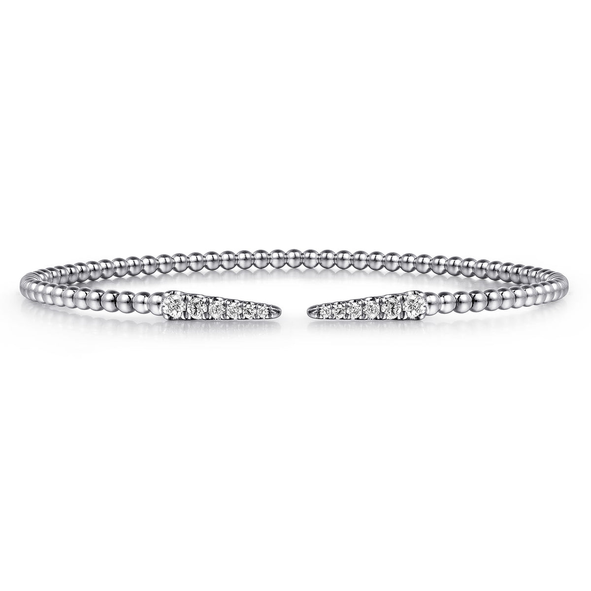 14K White Gold Bujukan Diamond Spikes Split Bangle — Gabriel & Co. BG4216-6W45JJ
