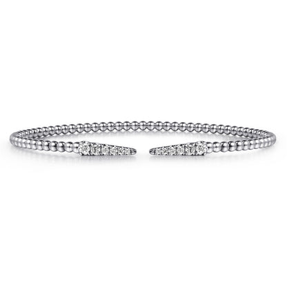 14K White Gold Bujukan Diamond Spikes Split Bangle — Gabriel & Co. BG4216-6W45JJ