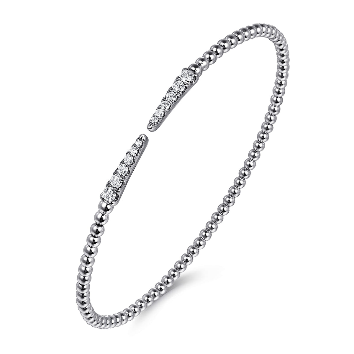 14K White Gold Bujukan Diamond Spikes Split Bangle — Gabriel & Co. BG4216-6W45JJ