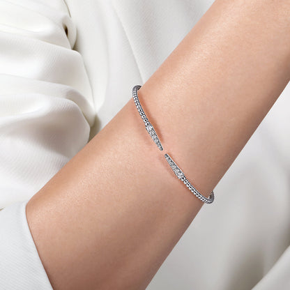 14K White Gold Bujukan Diamond Spikes Split Bangle — Gabriel & Co. BG4216-6W45JJ