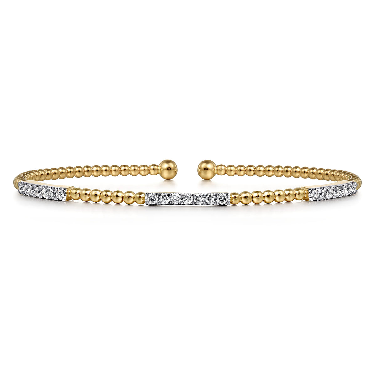 14K Yellow Gold Bujukan Diamond Stations Bangle — Gabriel & Co. BG4217-62Y45JJ