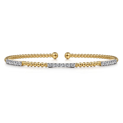 14K Yellow Gold Bujukan Diamond Stations Bangle — Gabriel & Co. BG4217-62Y45JJ