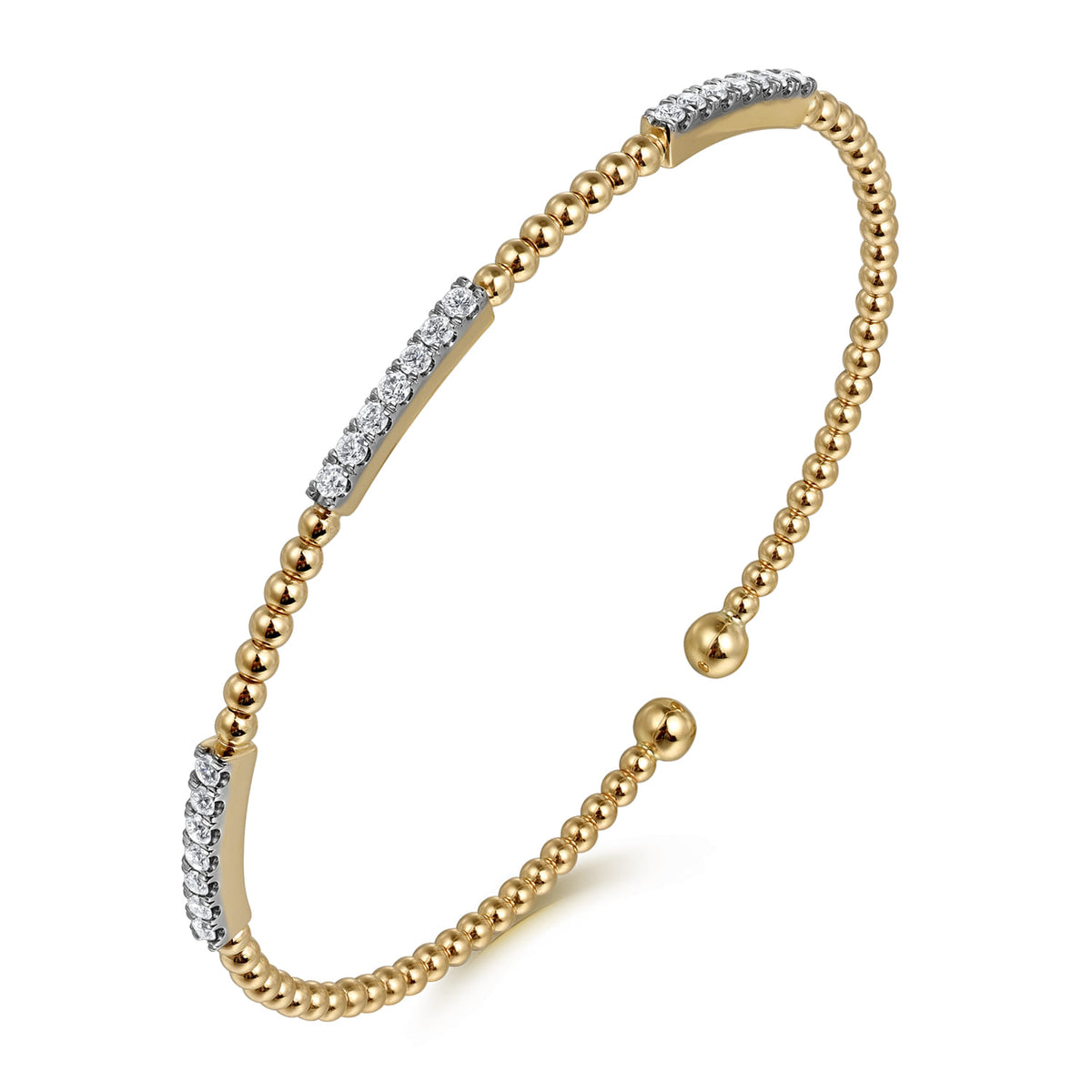 14K Yellow Gold Bujukan Diamond Stations Bangle — Gabriel & Co. BG4217-62Y45JJ