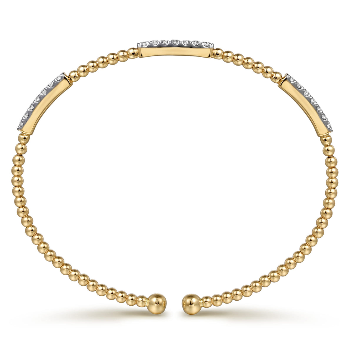 14K Yellow Gold Bujukan Diamond Stations Bangle — Gabriel & Co. BG4217-62Y45JJ