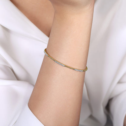 14K Yellow Gold Bujukan Diamond Stations Bangle — Gabriel & Co. BG4217-62Y45JJ
