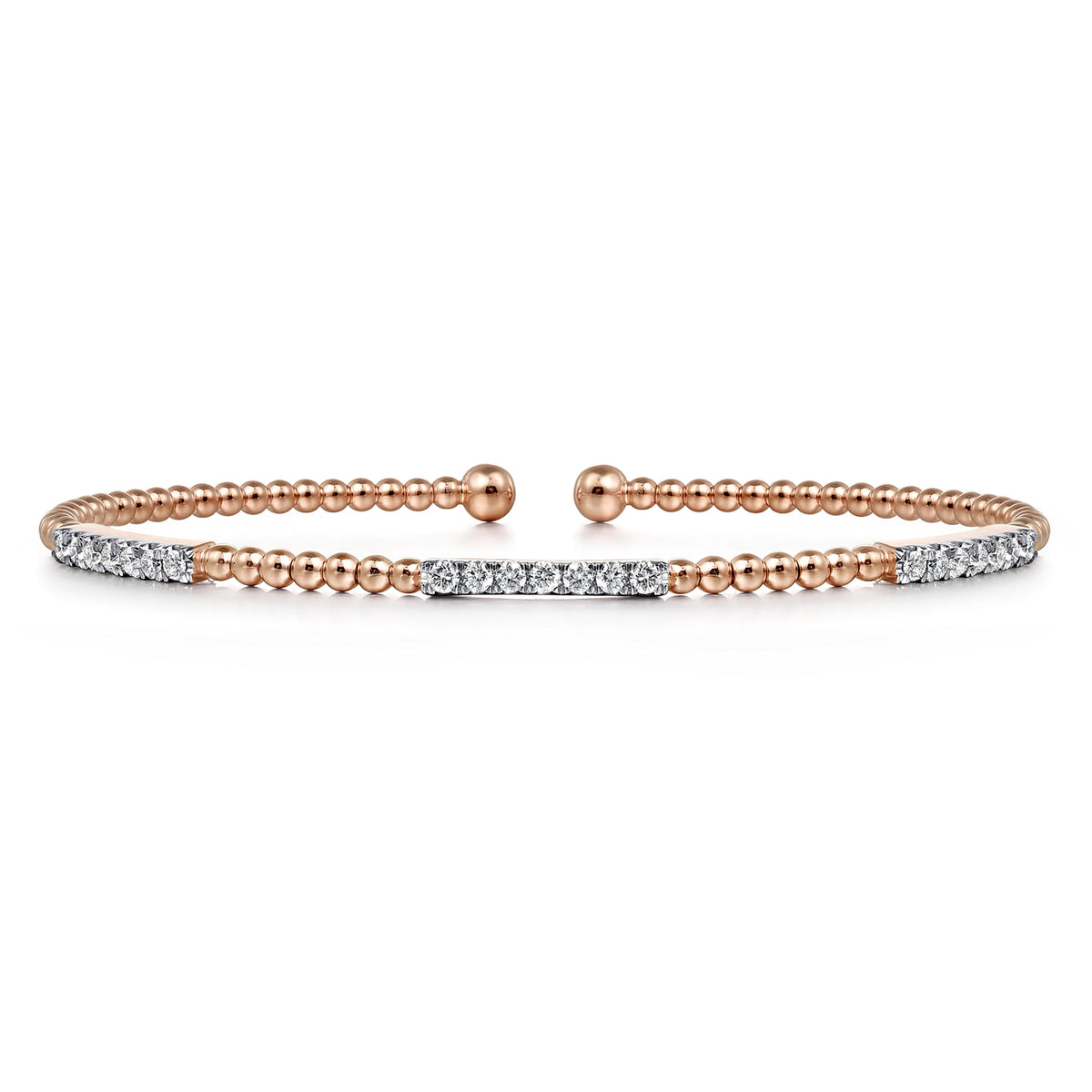 14K Rose Gold Bujukan Diamond Stations Bangle — Gabriel & Co. BG4217-6K45JJ
