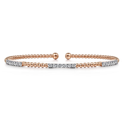 14K Rose Gold Bujukan Diamond Stations Bangle — Gabriel & Co. BG4217-6K45JJ