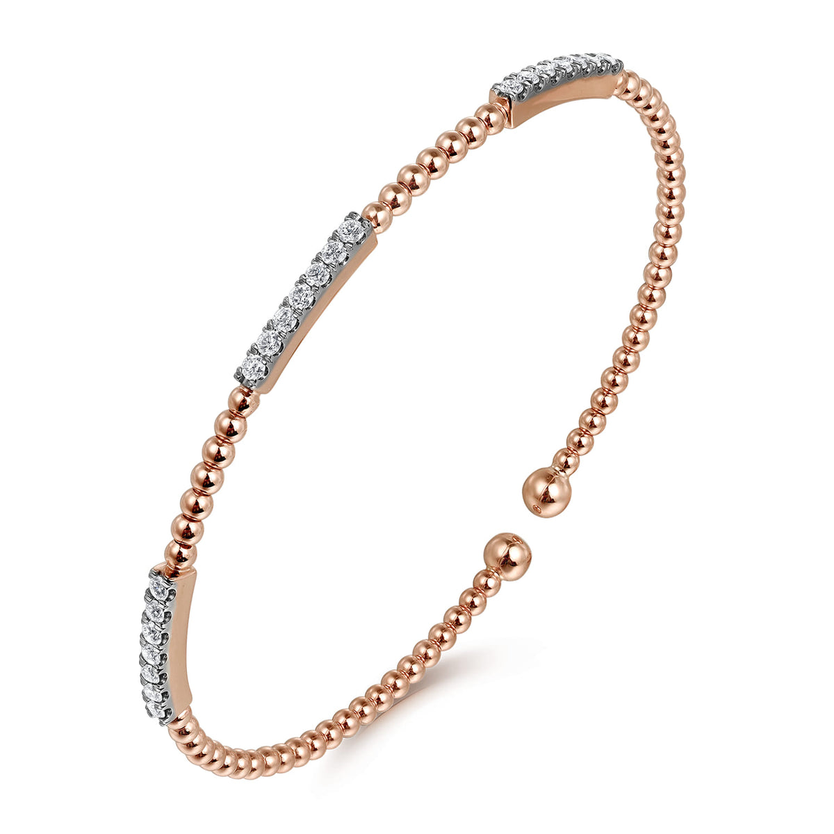 14K Rose Gold Bujukan Diamond Stations Bangle — Gabriel & Co. BG4217-6K45JJ