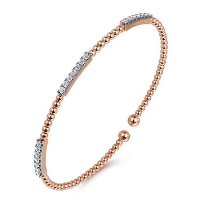 14K Rose Gold Bujukan Diamond Stations Bangle — Gabriel & Co. BG4217-6K45JJ