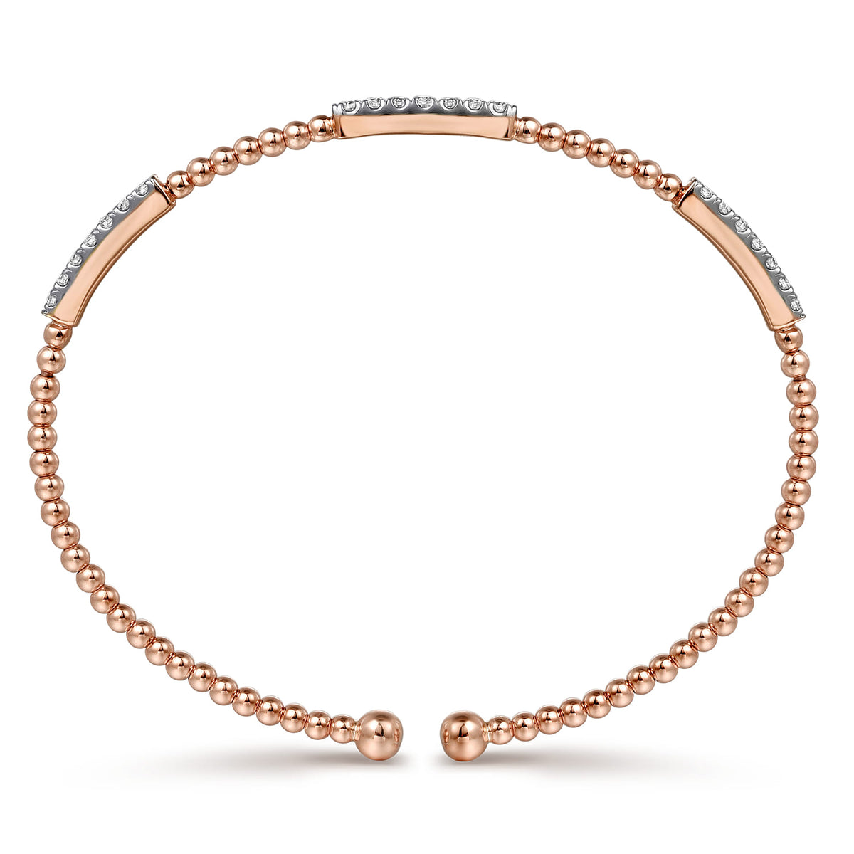 14K Rose Gold Bujukan Diamond Stations Bangle — Gabriel & Co. BG4217-6K45JJ