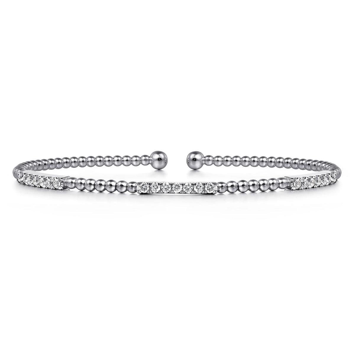 14K White Gold Bujukan Diamond Stations Bangle — Gabriel & Co. BG4217-6W45JJ