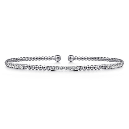 14K White Gold Bujukan Diamond Stations Bangle — Gabriel & Co. BG4217-6W45JJ