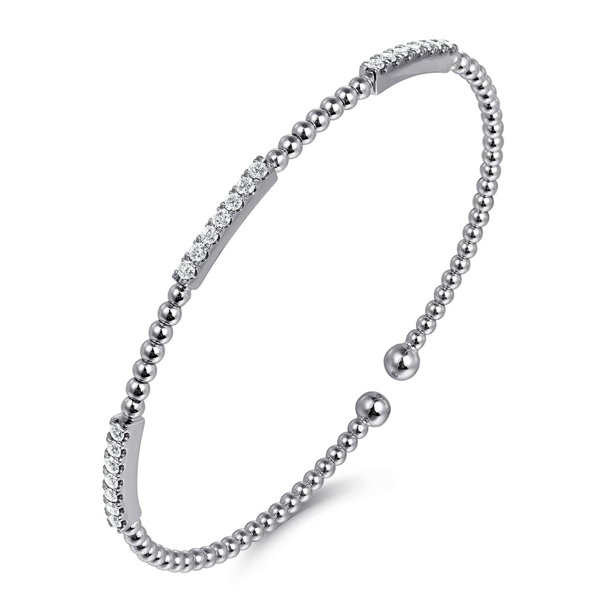 14K White Gold Bujukan Diamond Stations Bangle — Gabriel & Co. BG4217-6W45JJ