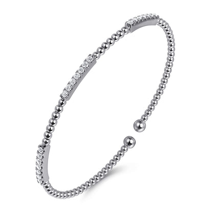 14K White Gold Bujukan Diamond Stations Bangle — Gabriel & Co. BG4217-6W45JJ