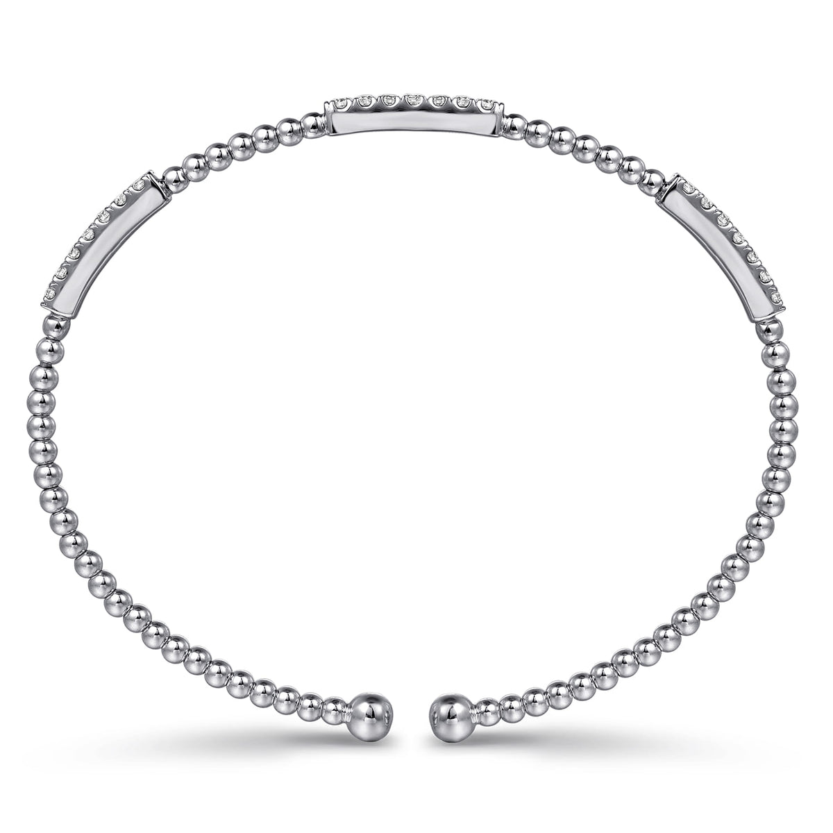 14K White Gold Bujukan Diamond Stations Bangle — Gabriel & Co. BG4217-6W45JJ