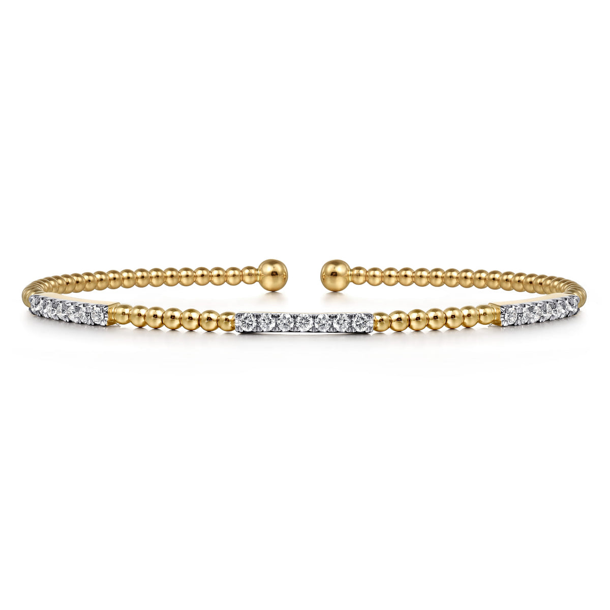 14K Yellow Gold Bujukan Diamond Stations Bangle — Gabriel & Co. BG4217-6Y45JJ