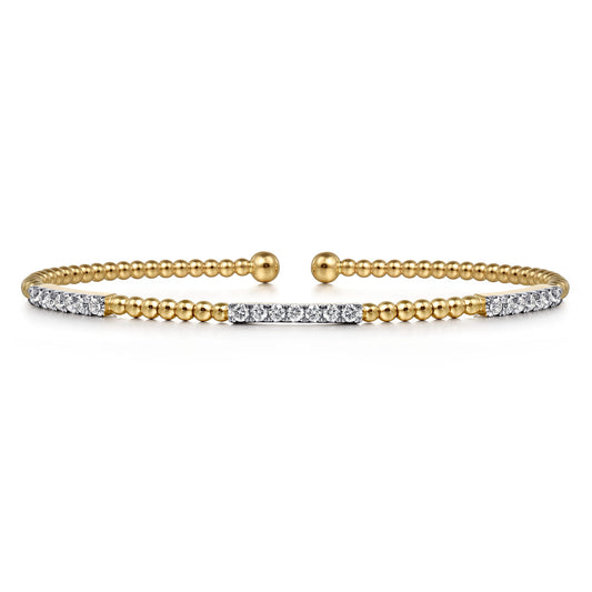 14K Yellow Gold Bujukan Diamond Stations Bangle — Gabriel & Co. BG4217-6Y45JJ
