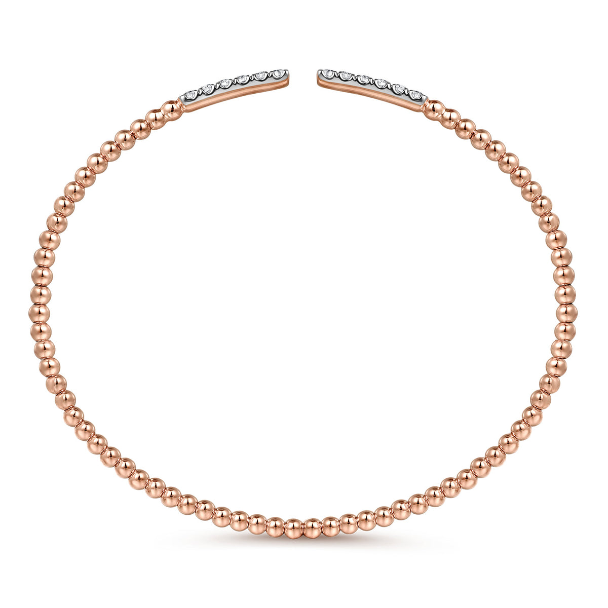 14K Rose Gold Bujukan Bead Cuff Bracelet with Diamond Pave Bars — Gabriel & Co. BG4218-62K45JJ