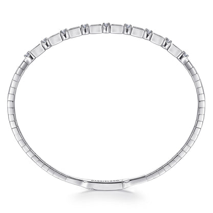14K White Gold Alternating Baguette and Round Diamond Bangle — Gabriel & Co. BG4219-62W44JJ