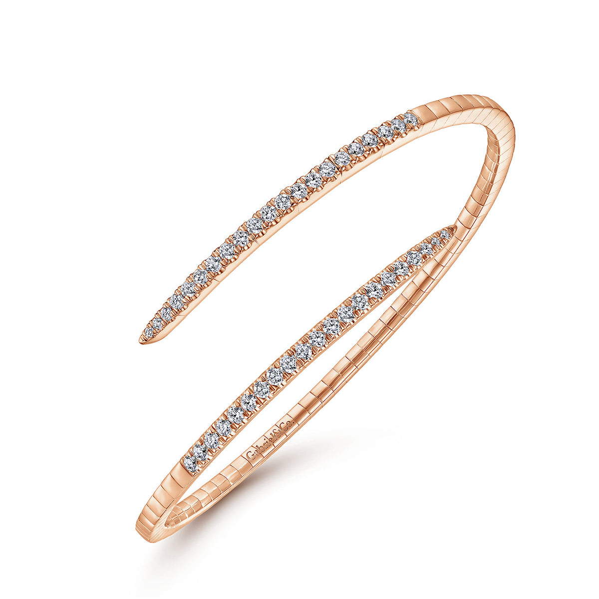 14K Rose Gold Split Bypass Diamond Bangle — Gabriel & Co. BG4227-62K45JJ