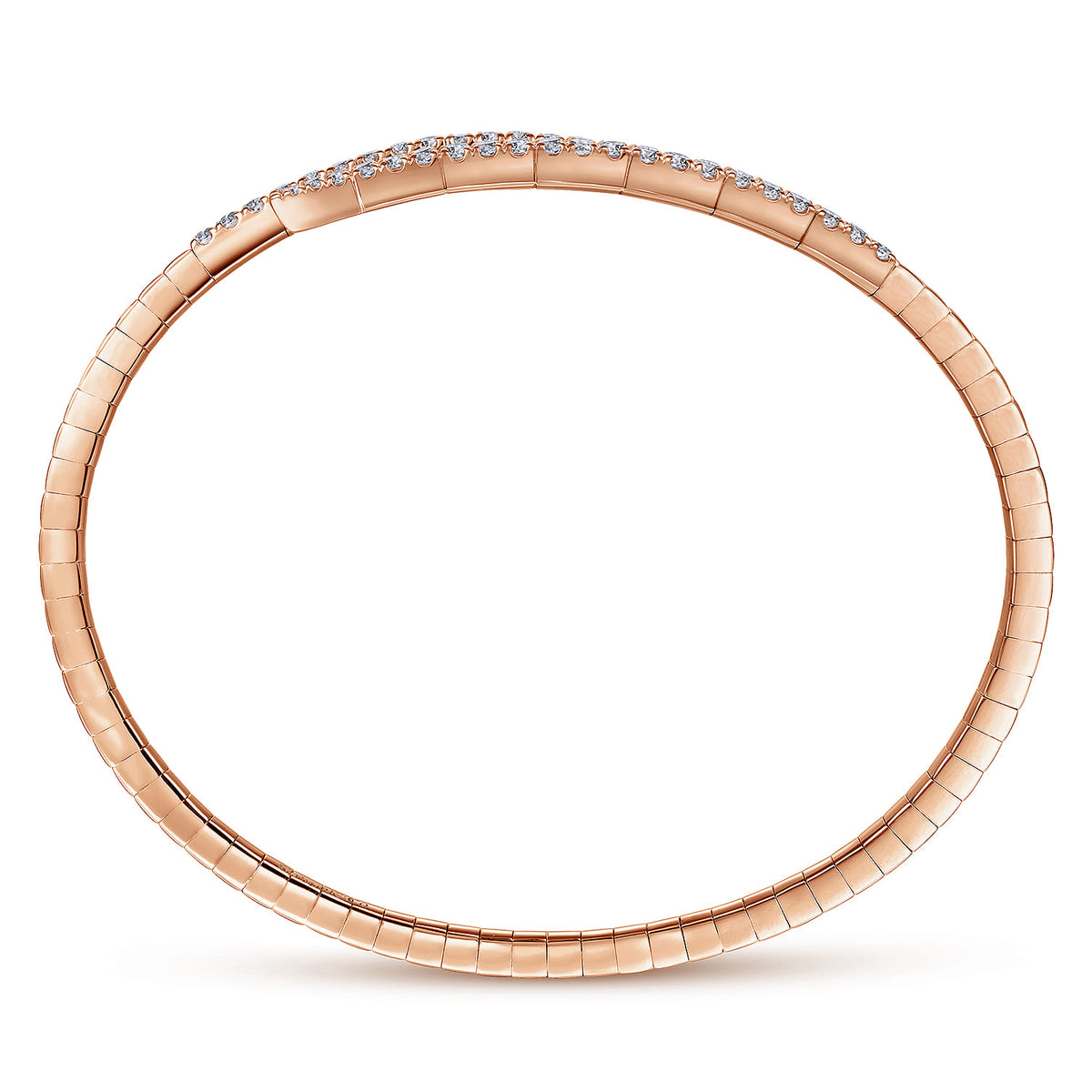 14K Rose Gold Split Bypass Diamond Bangle — Gabriel & Co. BG4227-62K45JJ