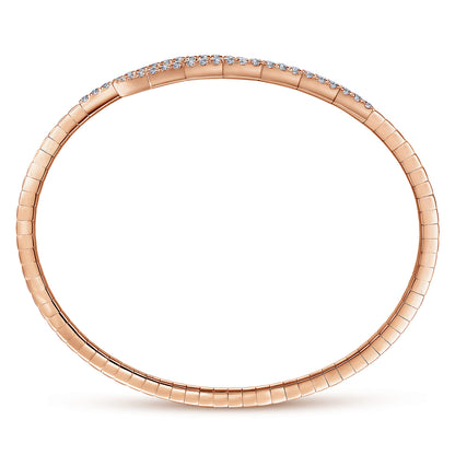 14K Rose Gold Split Bypass Diamond Bangle — Gabriel & Co. BG4227-62K45JJ