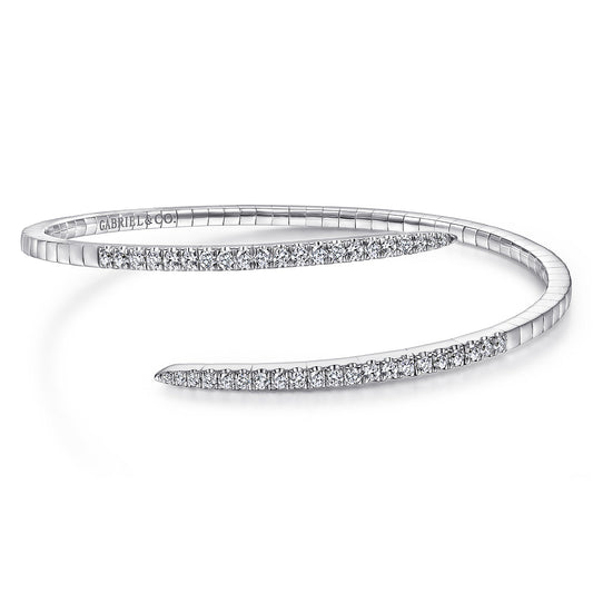 14K White Gold Split Bypass Diamond Bangle — Gabriel & Co. BG4227-62W45JJ