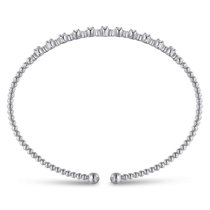 14K White Gold Bujukan Bead Cuff Bracelet with Diamond Stations — Gabriel & Co. BG4228-6W45JJ