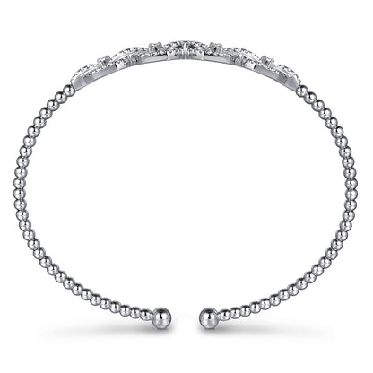 14K White Gold Bujukan Bead Cuff Bracelet with Diamond Pave Links — Gabriel & Co. BG4229-6W45JJ